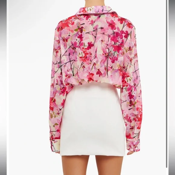 ⭐️ NEW Endless Rose Medium Pink Floral Button Down Shirt Lightweight - Picture 2 of 9